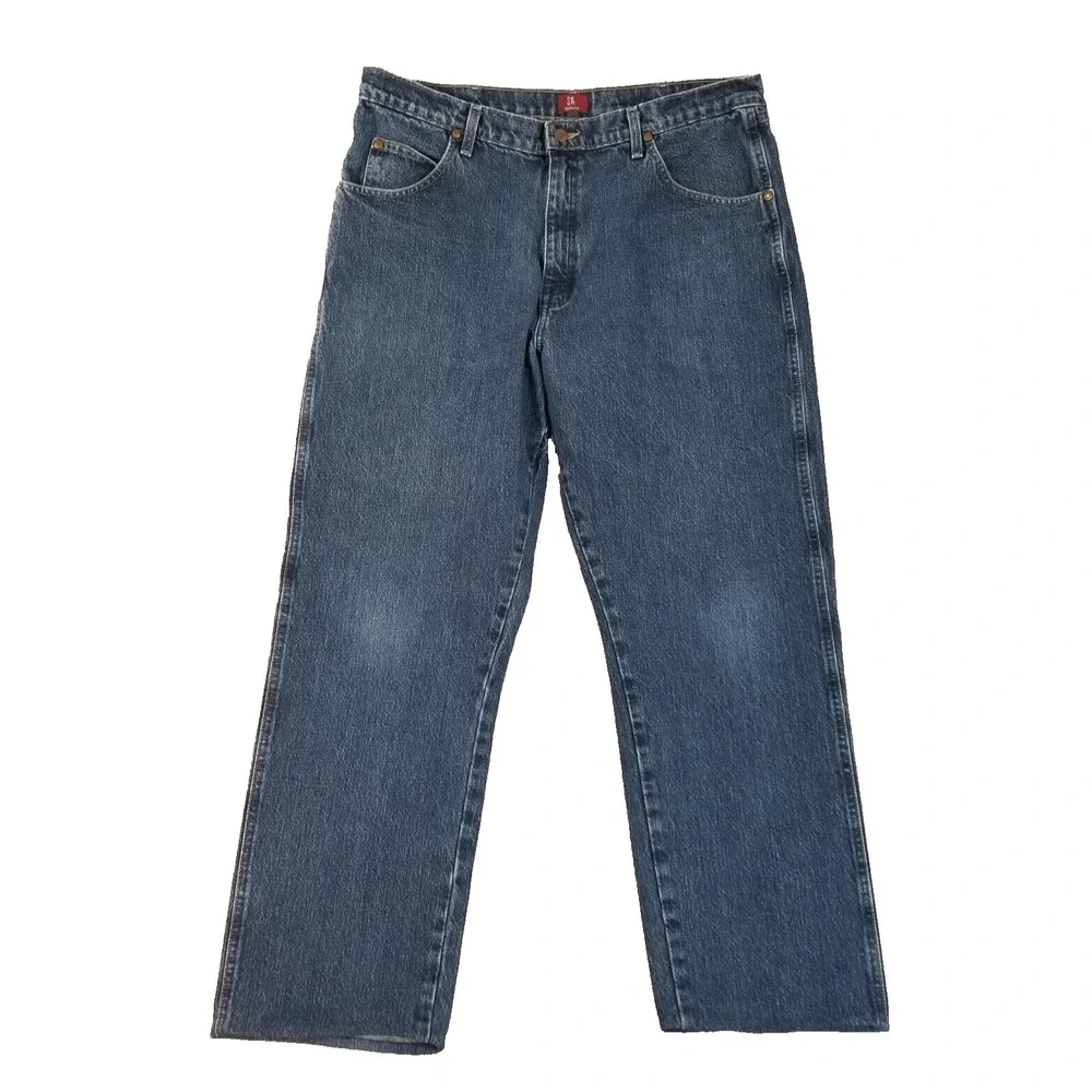 Wrangler jeans men's 38x30 3A relaxed fit blue denim pants 31MWZ Retro